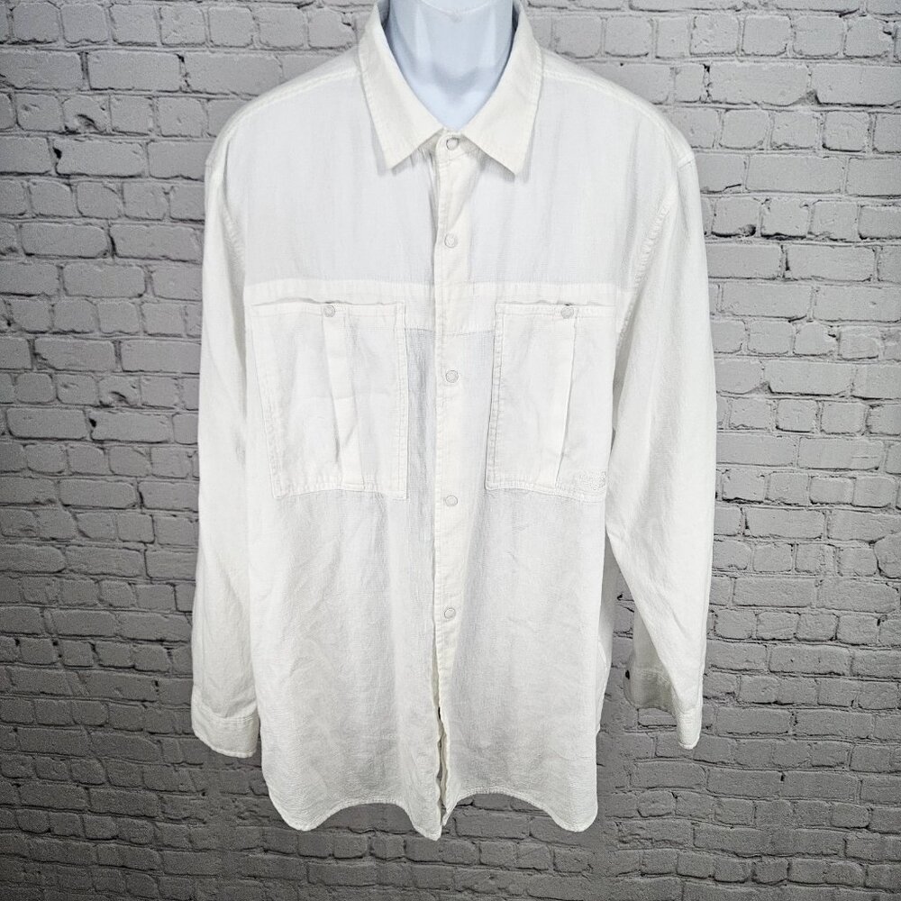 The North Face Ivory White Snap Up Vented Back Lightweight Long Sleeve Shirt XXL